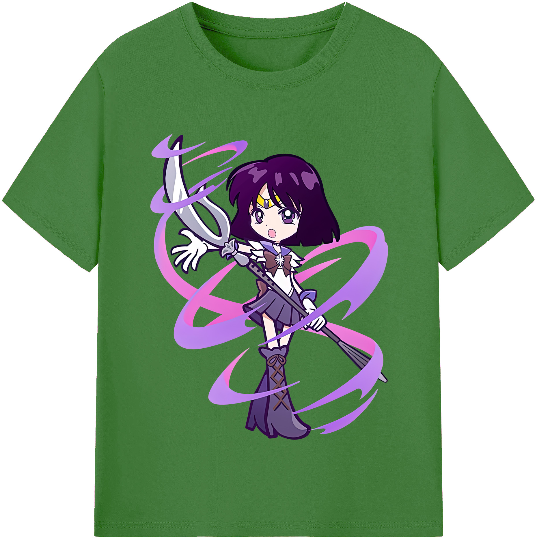 （画像用） 美少女戦士セーラームーン 土萠ほたる Sailor Moon Tomoe Hotaru （セーラーサターン；Sailor Saturn） レディースカジュアルプリントTシャツ（綿100％）